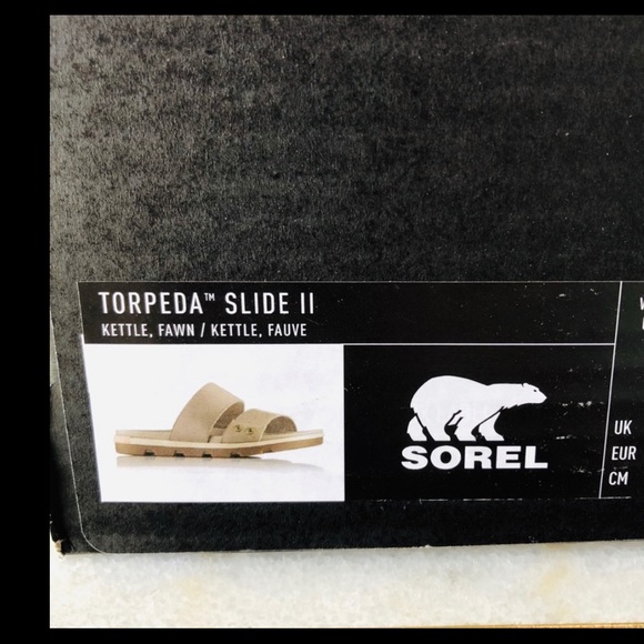 NWT Sorel Torpeda II xFree People Flat Sandal Slide Slip On Leather Greige - Picture 7 of 7